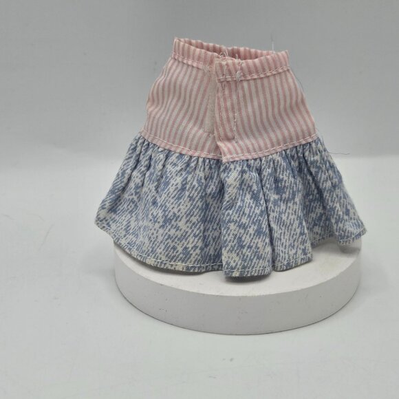 Vintage Barbie Skirt Pink & Blue Striped Waist With Textured Pattern - Picture 2 of 4